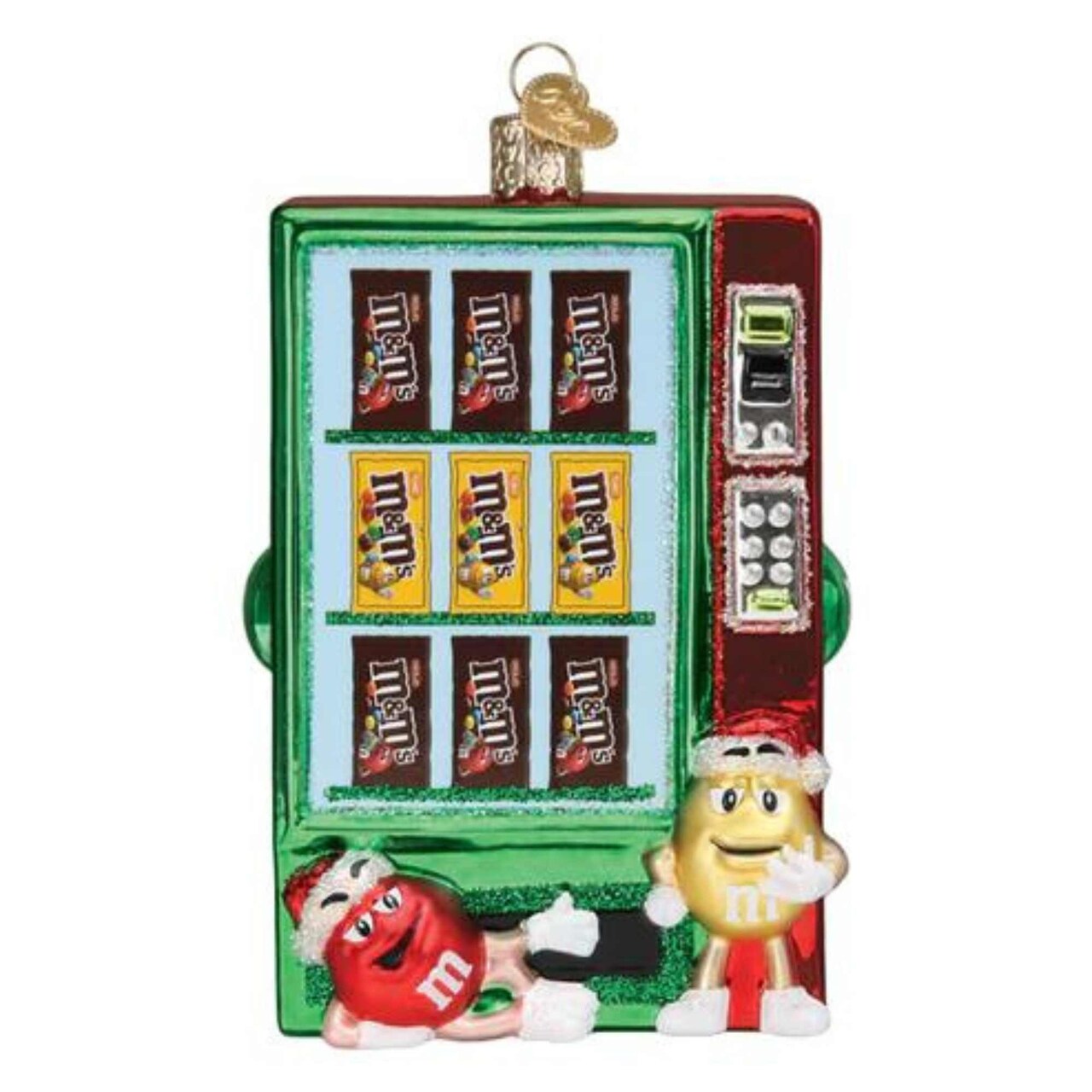 Old World Christmas 4.75 In M&M's Vending Machine Tree Ornament , Plain And Peanut Candies Ornament